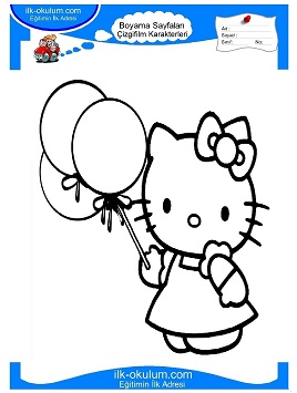 Çocuklar İçin Hello Kitty Boyama Sayfaları 